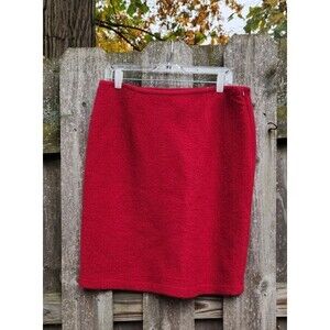 Alfani 100% Wool Skirt Size Large Boiled / Boucle Sweater Burgundy Cranberry